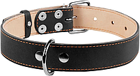 Нашийник міцний шкіряний подвійний для собак Collar 47-62 см/35 мм Чорний (02791), фото 2