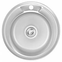 Мийка для кухні із нержавіючої сталі кругла WEZER 490x490x180мм матова 0.8мм 129803 490(0.8)S