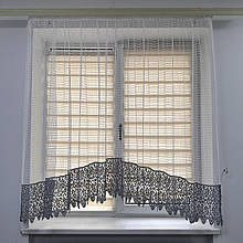 Арка жаккард з макраме біло-сіра