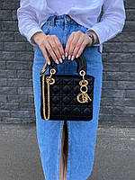 Женская сумочка кожаная через плечо Dior, черная женская сумка шоппер диор
