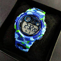 Дитячий синій годинник Skmei Kids для хлопчиків, блакитний камуфляж дитячі спортивні годинник
