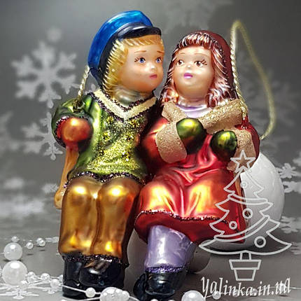 Скляна ялинкова іграшка діти на гойдалці Komozja Family, фото 1