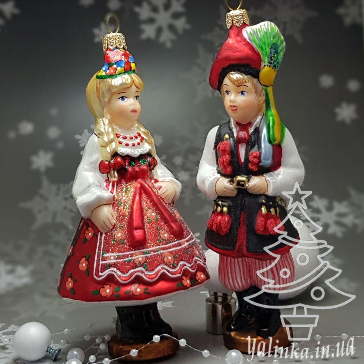 Скляна ялинкова іграшка гуцульська пара  Komozja Family