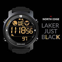 Часы мужские North Edge Laker Black 5BAR Наручные часы мужские Тактические часы Спортивные часы