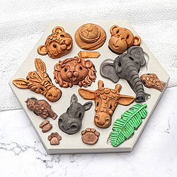 Ексклюзив. Силіконовий молд для шоколаду, мастики та ін "Голови тварин (сафарі)"