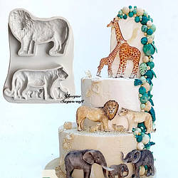 Ексклюзив. Силіконовий молд для шоколаду, мастики та ін "Сафарі (лев та тигр)"