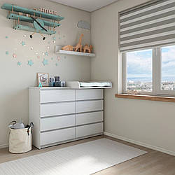 Комод 8 шухляд із накладним пеленатором білий