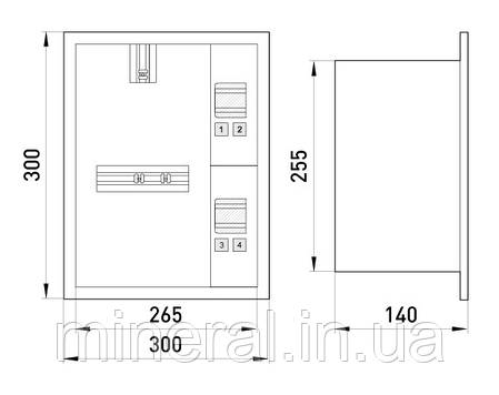 Шафа e.mbox.stand.w.f1.04.z металева, під 1-ф. лічильник, 4 мод., що вбудовується, з замком, фото 3