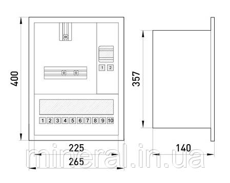 Шафа e.mbox.stand.w.f1.10.z металева, під 1-ф. лічильник, 10 мод., що вбудовується, з замком, фото 3