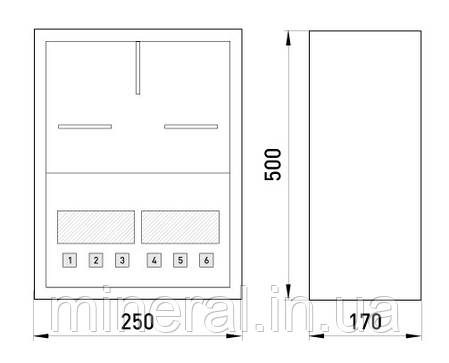 Шафа e.mbox.stand.n.f3.6.z.str металева, під 3-ф. лічильник, порожня, навісна, 6 мод., з замком, вул, фото 3
