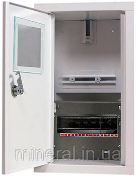 Шафа e.mbox.stand.w.f1.08.z металева, під 1-ф. лічильник, 8 мод., що вбудовується, з замком