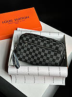 Мужская сумка Луи Виттон серая Louis Vuitton Alpha Wearable Wallet Grey Chess