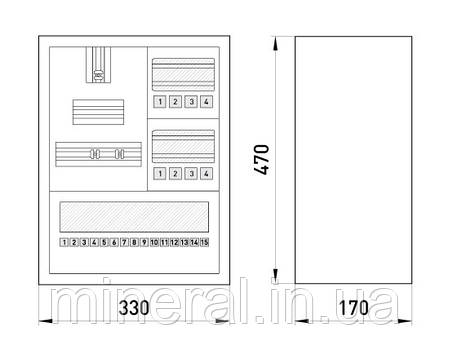 Шафа e.mbox.stand.n.f3.24.z металева, під 3-ф. лічильник, 24 мод., навісна, з замком, фото 3