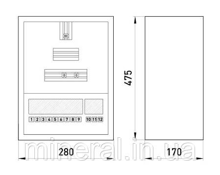 Шафа e.mbox.stand.n.f3.12.z металева, під 3-ф. лічильник, 12 мод., навісна, з замком, фото 3