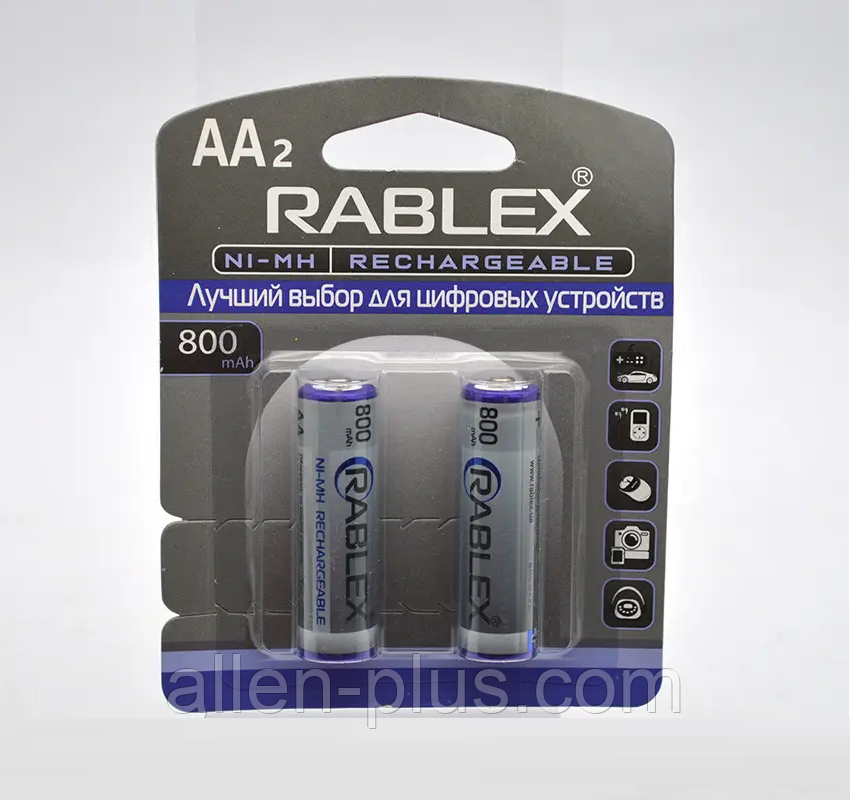 Акумулятори Rablex HR6/AA 1.2V 800mAh NI-MH (2шт на блістері)