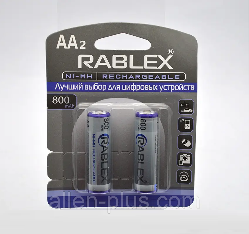 Акумулятори Rablex HR6/AA 1.2V 800mAh NI-MH (2шт на блістері)