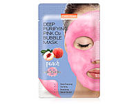 Глубоко очищающая кислородная маска для лица с экстрактом персика Purederm Deep Purifying Pink O2 Bubble Mask