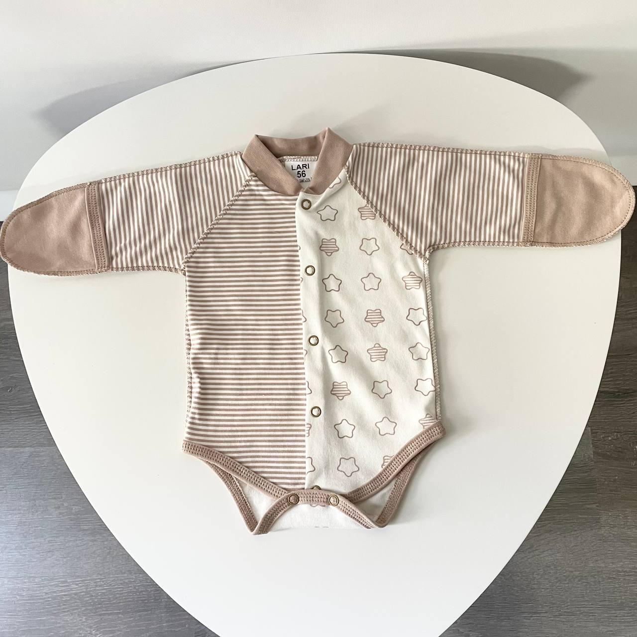 Боді для новонароджених малюків із зовнішніми швами бавовна Зірочка зріст 56 см Lari Бежевий, фото 1