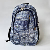 Рюкзак шкільний Leader джинсовий для хлопчика дівчинки ортопедичний синій міський