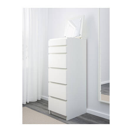 Комод із 6 ящиками, білий, 123х40 см, 602.180.15, ІКЕА, IKEA, MALM, фото 1