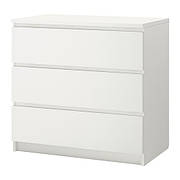 Комод IKEA MALM 3 шухляди білий 80х78 см 204.035.62