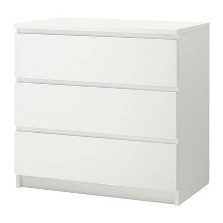 Комод IKEA MALM 3 шухляди білий 80х78 см 204.035.62, фото 1
