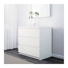 Комод IKEA MALM 3 шухляди білий 80х78 см 204.035.62, фото 4