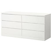 Комод, 6 ящиків, білий, 160х78 см, 604.035.84, ІКЕА, ІКЕА, MALM