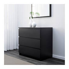 Комод IKEA MALM 3 ящики чорно-коричневий 204.035.57, фото 6