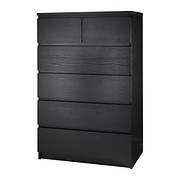 Комод, 6 ящиків, венге, 80х123 см, 101.033.47, ІКЕА, IKEA, MALM