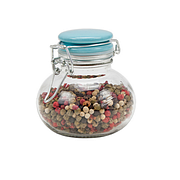 Банка опукла з кришкою, прозорий/синій, 150 мл, CH-4217