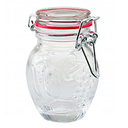 Банка прозора з кришкою, 100 мл, прозорий/червоний, CH-4084