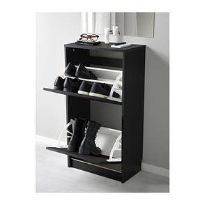 Комод для взуття IKEA BISSA 2 ящики венге 49х93 см 902.484.26, фото 4