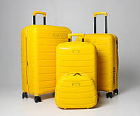 Набор из 4-х чемоданов Франция полипропилен с расширением большой , средний, малый, кейс Snowball 61303 жёлтый