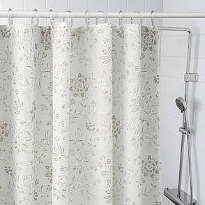 Шторка для душу IKEA TYCKELN  з квітами білий бежевий 180х200 см 504.749.11, фото 3