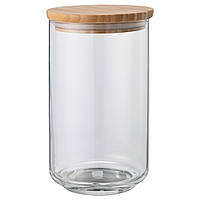 Банка с крышкой IKEA EKLATANT прозрачное стекло бамбук 1.1 л 903.766.02