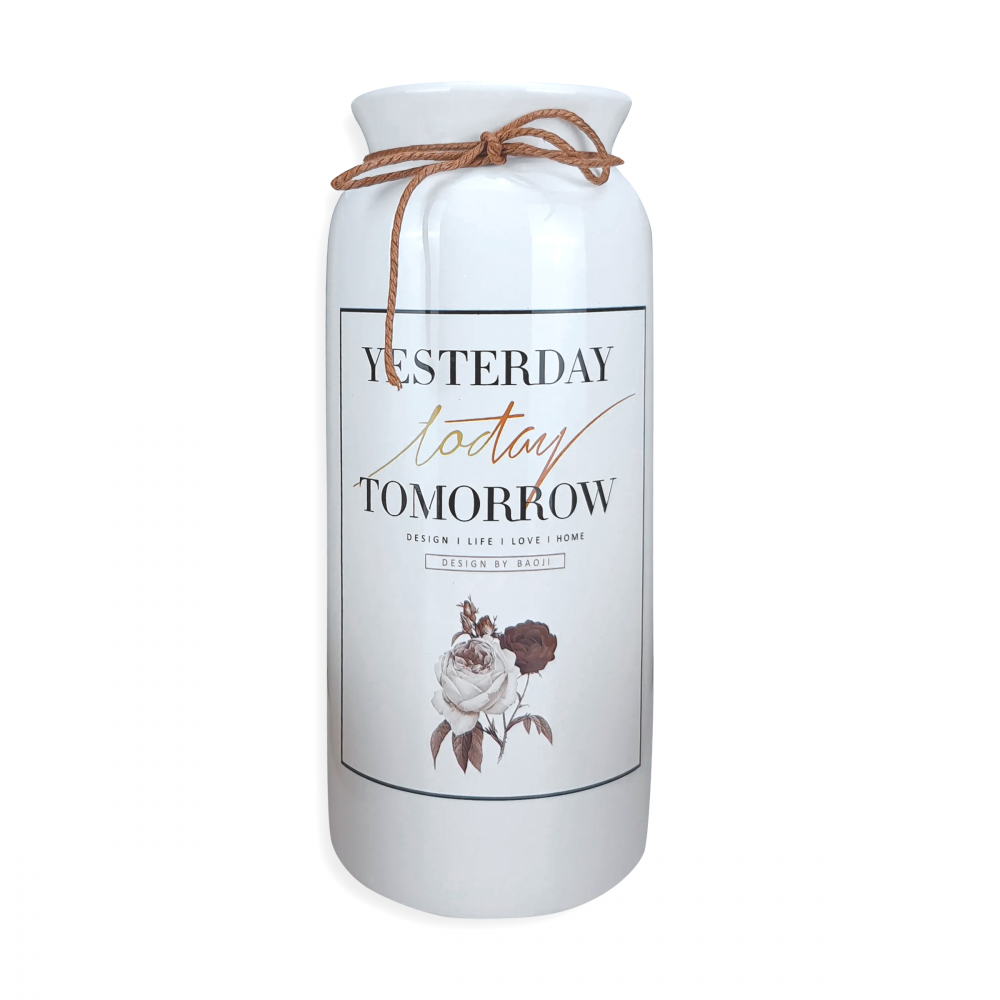 Ваза біла з написом 26.5 см OD-1129