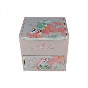 Шкатулка з дзеркалом і шухлядкою, рожева, ''Sweet rabbit'', 11.5*10.5*11 см, OD-1103, фото 3