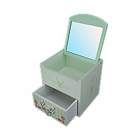 Ящик с зеркалом и ящиком зеленый Олень 11.5*10.5*11 см OD-1101