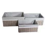 Кошик, набір 3 шт., сірий, сірий тканинний вкладиш, OR-1178
