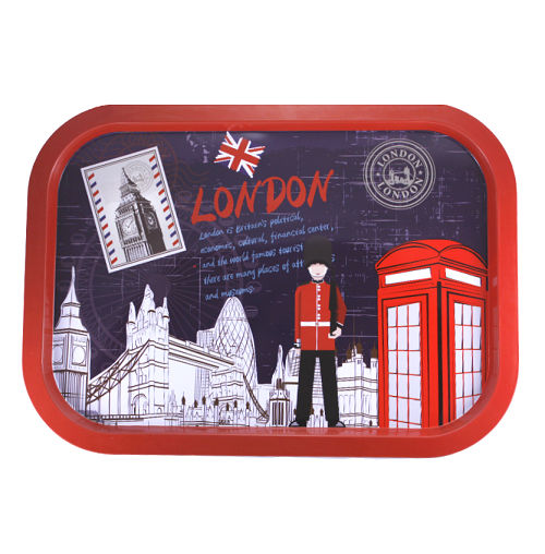 Піднос прямокутний, металевий "London", червоний, CH-4187