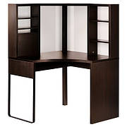 Стіл письмовий, кутовий, чорно-коричневий, 100x141 см, 502.447.41, IKEA, ІКЕА, MICKE