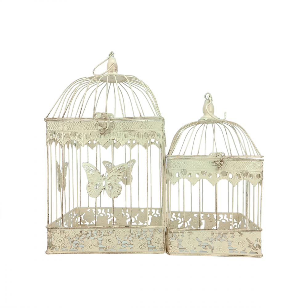 Клітки декоративні квадратні 2 шт з гачком для підвішування бежевий метал OR-1101