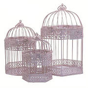 Клітки декоративні, шестикутні, 3 шт., з кільцем для підвішування, метал, рожевий, OR-1106