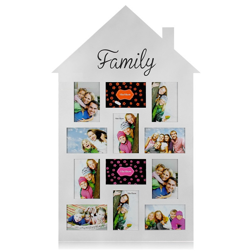 Фоторамка-колаж на 12 фото, "Family", пластик, білий, КОЛ-2