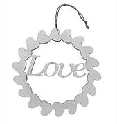 Підвіска декоративна із серцями Love 25 см дерево білий OR-1136