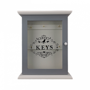 Ключниця настінна дерев'яна Keys сірий 6 гачків 21*26.5*7 см OD-1124, фото 1