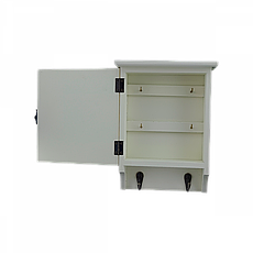 Ключниця настінна дерев'яна з дверкою London білий 6 гачків 17*23*6 см OD-1085, фото 3