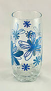 Склянка висока, 350 мл, квіти, синій, Уцін-003