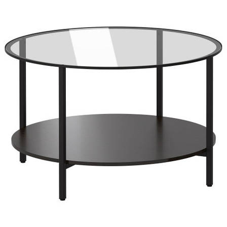 Журнальний стіл, чорно-коричневий, скло, 75 см, 802.133.09, IKEA, ІКЕА, VITTSJÖ, фото 1